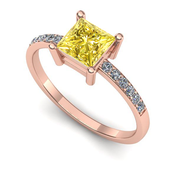 Inel logodna din aur roz cu safir galben