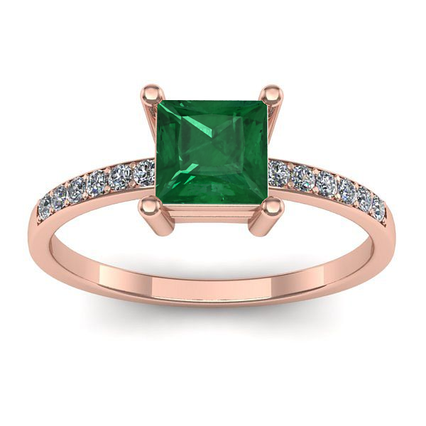 Inel cu smarald patrat