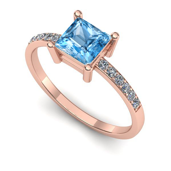 Inel de logodna din aur roz cu topaz blue