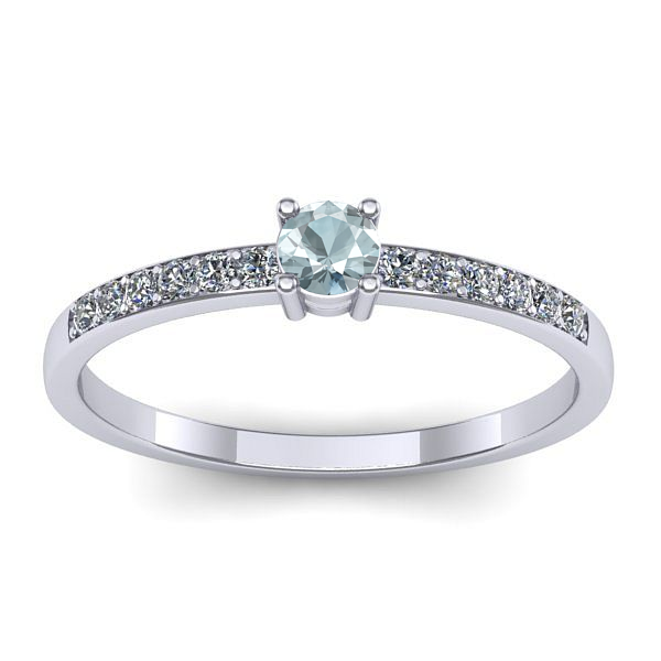 Inel cu aquamarin rotund