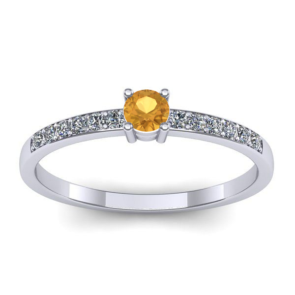 Inel cu citrin rotund