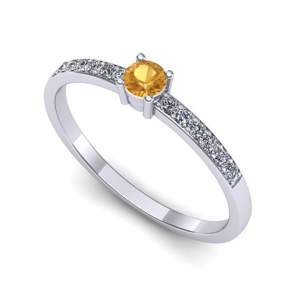 Inel din aur alb cu citrin