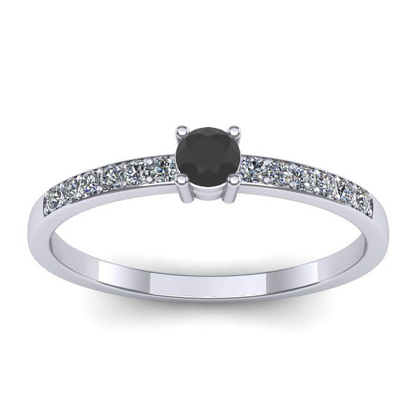 Inel cu diamant negru rotund