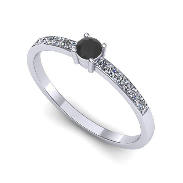 Inel de logodna din aur alb cu diamant negru
