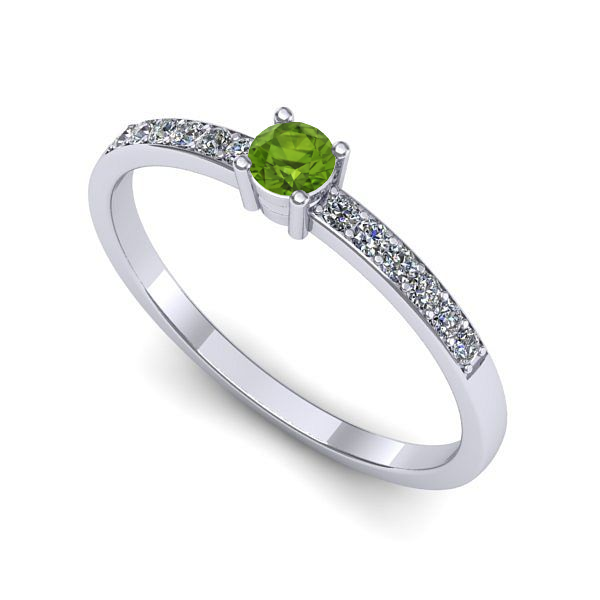 Inel logodna din aur alb cu peridot