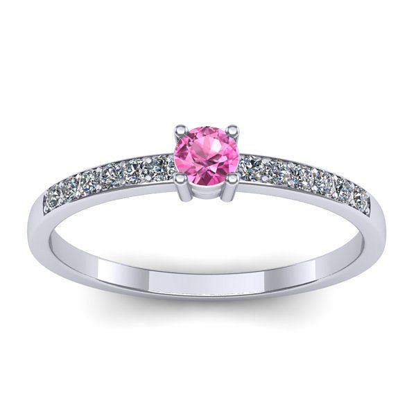 Inel logodna cu safir roz rotund