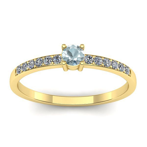 Inel logodna cu aquamarin rotund