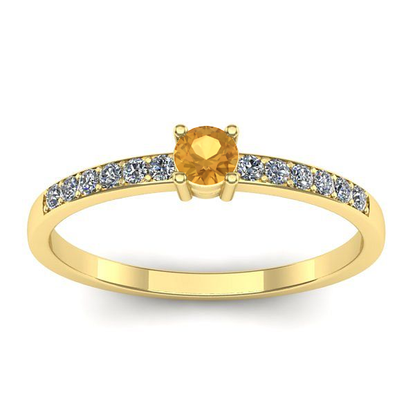 Inel logodna cu citrin rotund