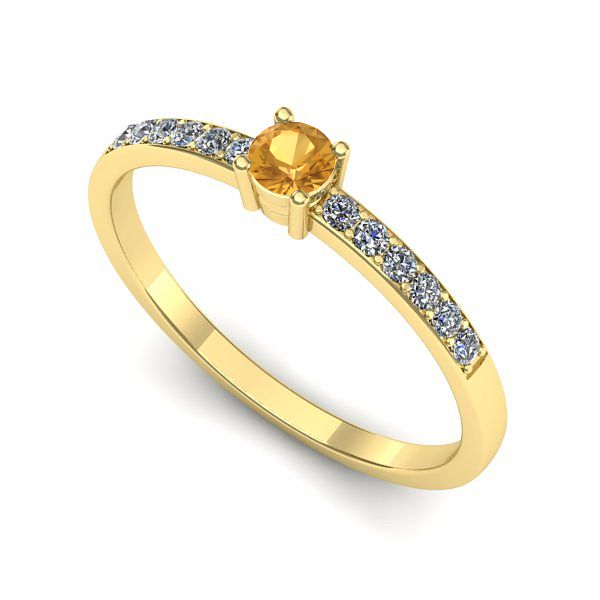 Inel logodna din aur galben cu citrin