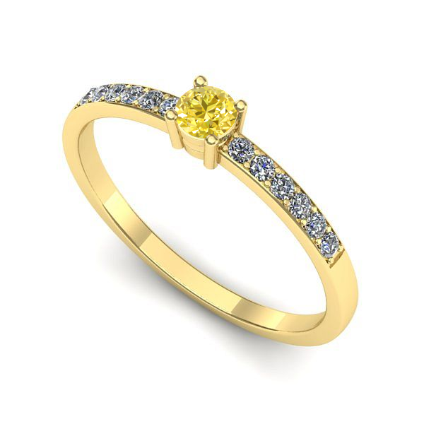 Inel de logodna din aur galben cu safir galben