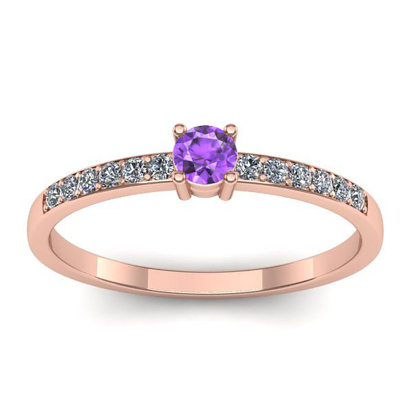 Inel logodna cu ametist rotund
