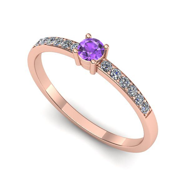 Inel din aur roz cu ametist