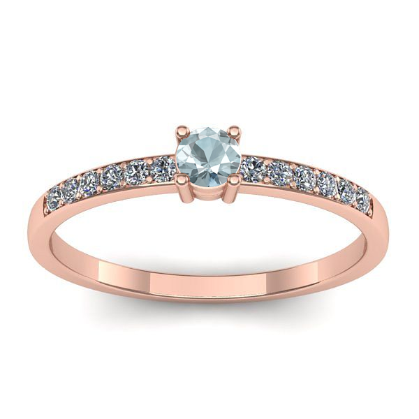 Inel logodna cu aquamarin rotund