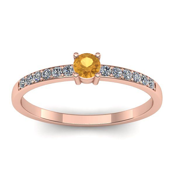 Inel cu citrin rotund