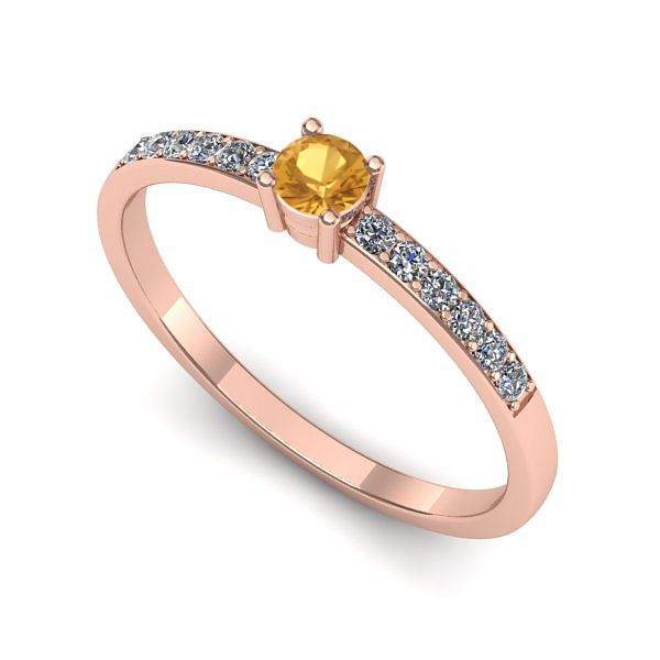 Inel logodna din aur roz cu citrin