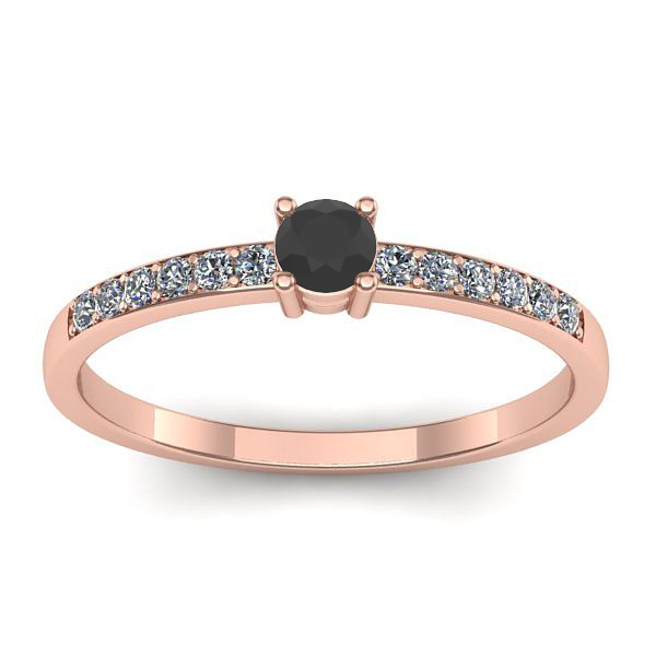 Inel cu diamant negru rotund