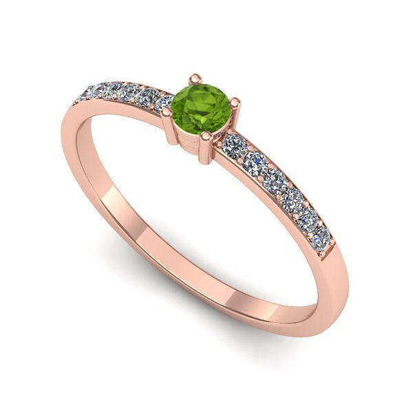 Inel logodna din aur roz cu peridot