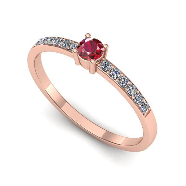 Inel din aur roz cu rubin