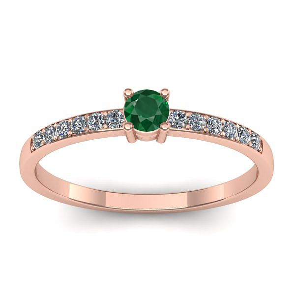 Inel logodna cu smarald rotund