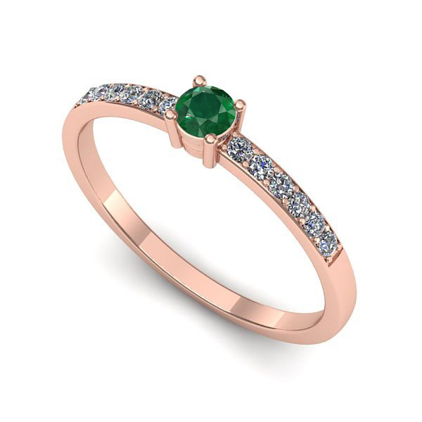 Inel din aur roz cu smarald