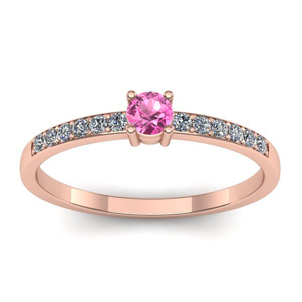 Inel logodna cu safir roz rotund