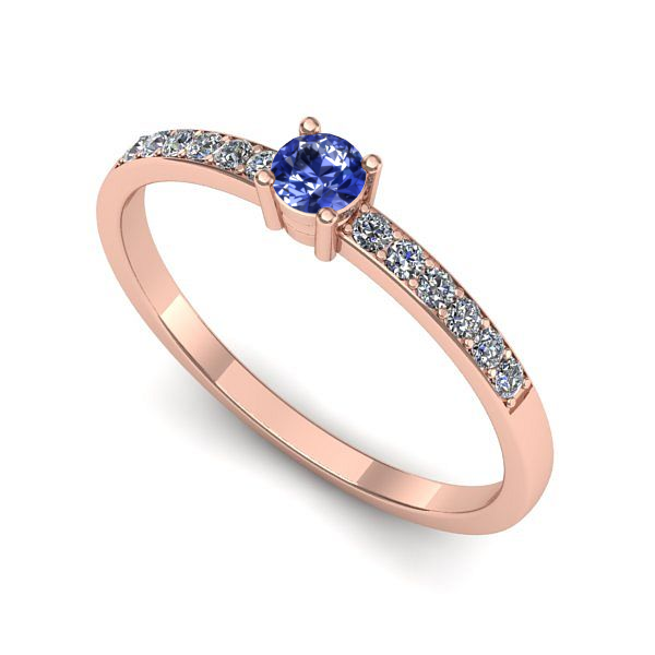 Inel de logodna din aur roz cu tanzanit