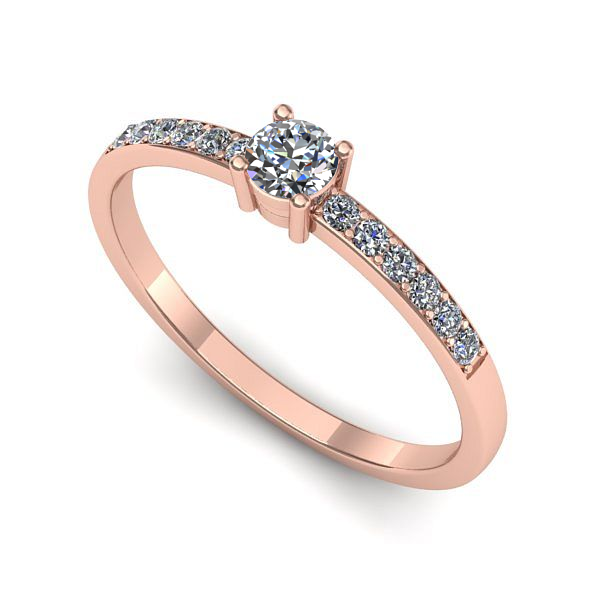 Inel logodna din aur roz cu diamant