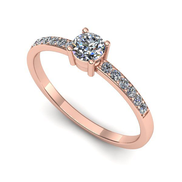 Inel logodna din aur roz cu diamant