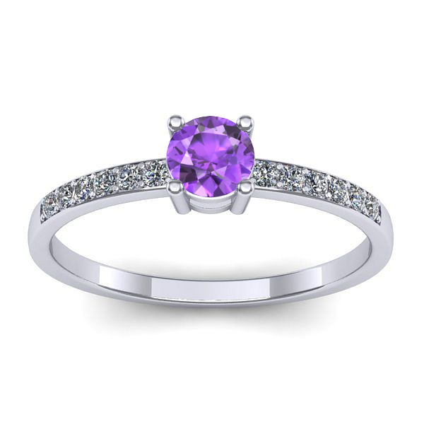 Inel de logodna cu ametist rotund