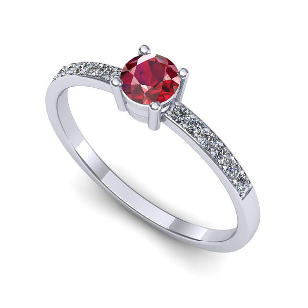 Inel din aur alb cu rubin