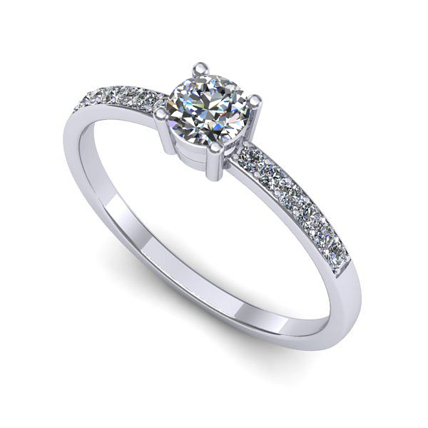 Inel logodna din aur alb cu safir alb