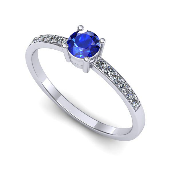 Inel logodna din aur alb cu safir