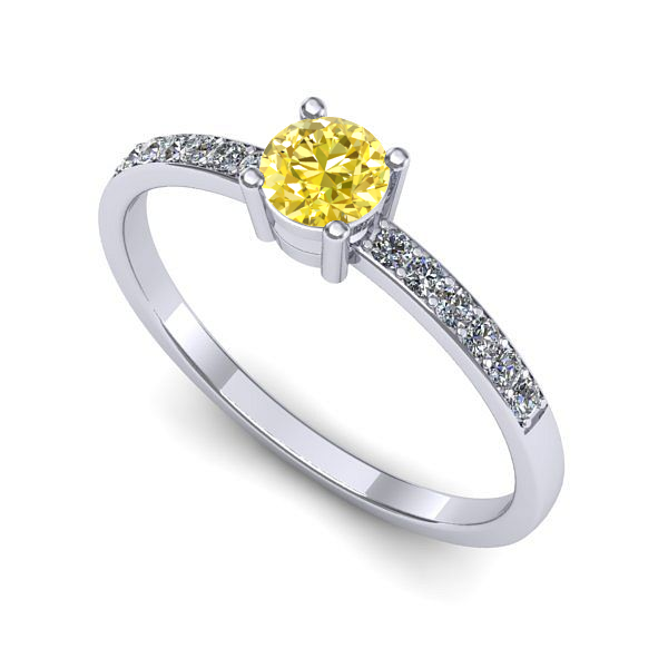 Inel din aur alb cu safir galben