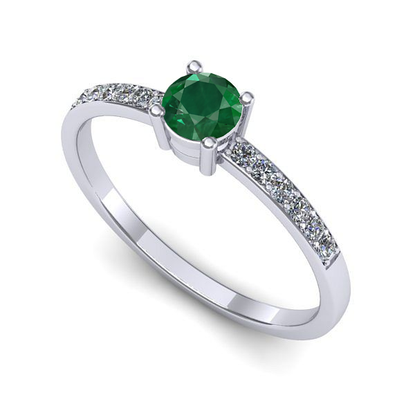 Inel din aur alb cu smarald