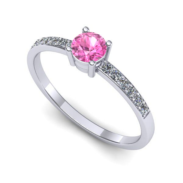 Inel din aur alb cu safir roz