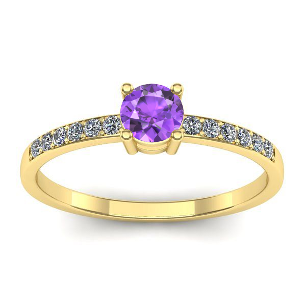 Inel de logodna cu ametist rotund
