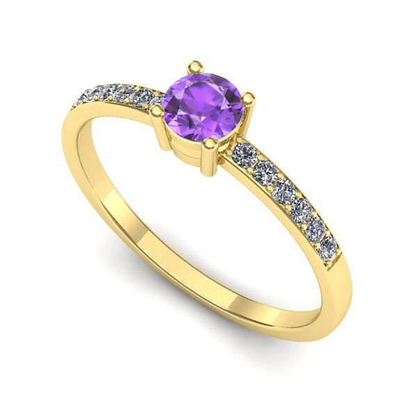 Inel de logodna din aur galben cu ametist