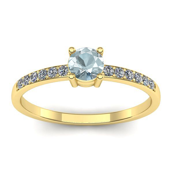 Inel cu aquamarin rotund