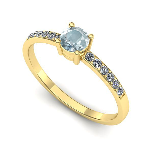 Inel din aur galben cu aquamarin