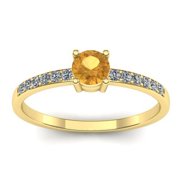 Inel logodna cu citrin rotund
