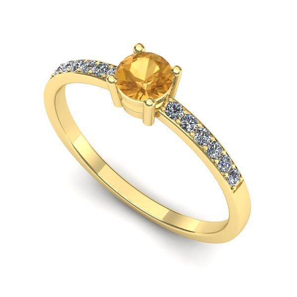 Inel logodna din aur galben cu citrin