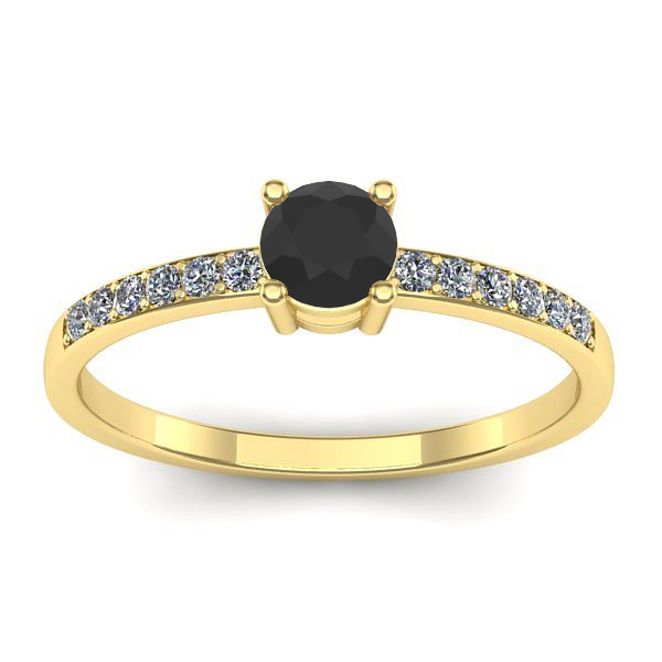 Inel cu diamant negru rotund