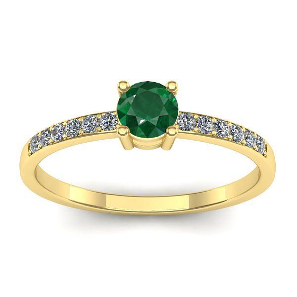 Inel logodna cu smarald rotund