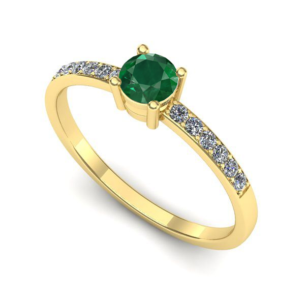 Inel de logodna din aur galben cu smarald