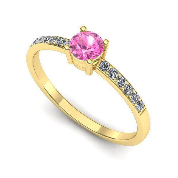 Inel din aur galben cu safir roz