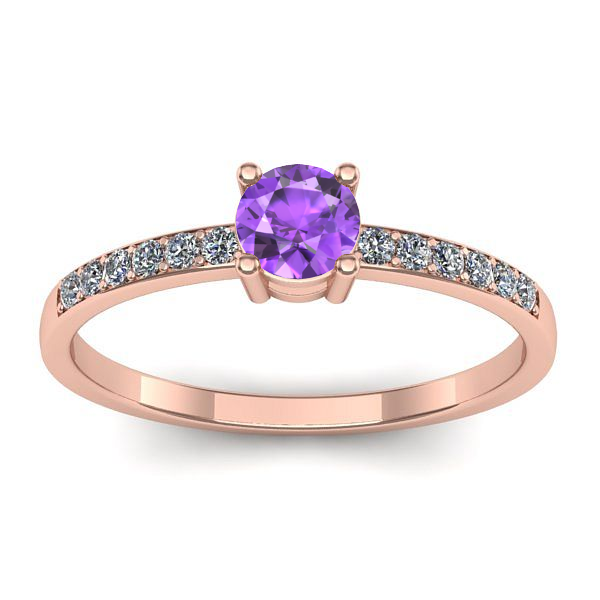 Inel logodna cu ametist rotund