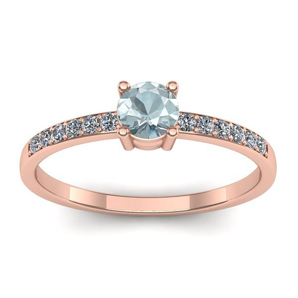 Inel logodna cu aquamarin rotund