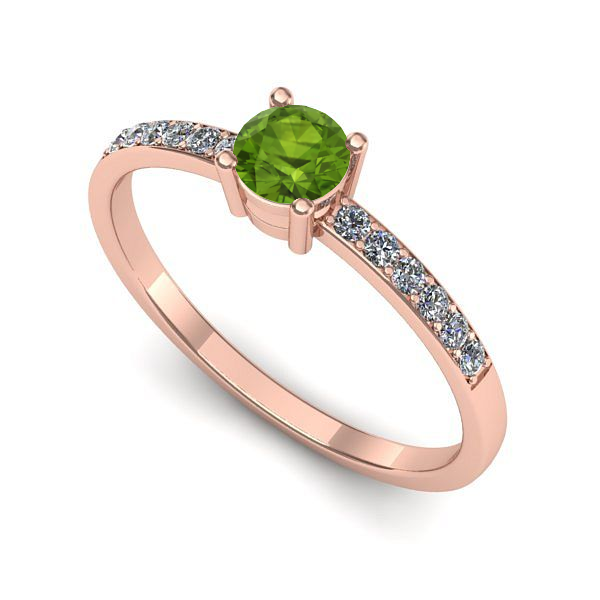 Inel de logodna din aur roz cu peridot