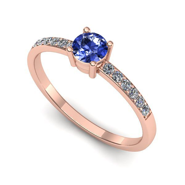 Inel logodna din aur roz cu tanzanit