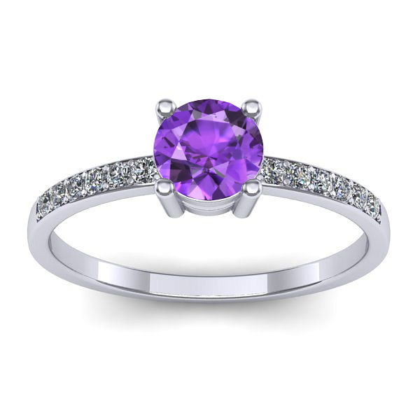 Inel de logodna cu ametist rotund